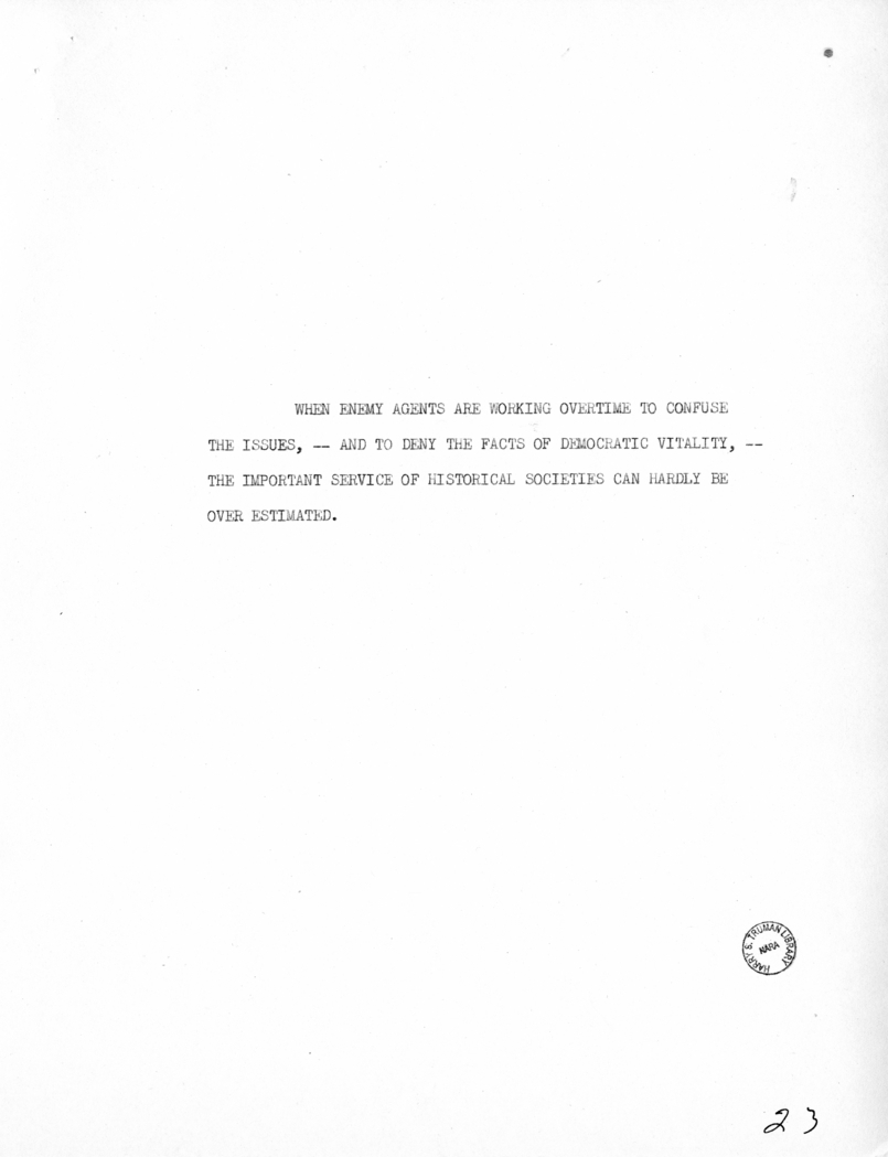 Reading Copy of Speech of Vice President Harry S. Truman in Baltimore, Maryland