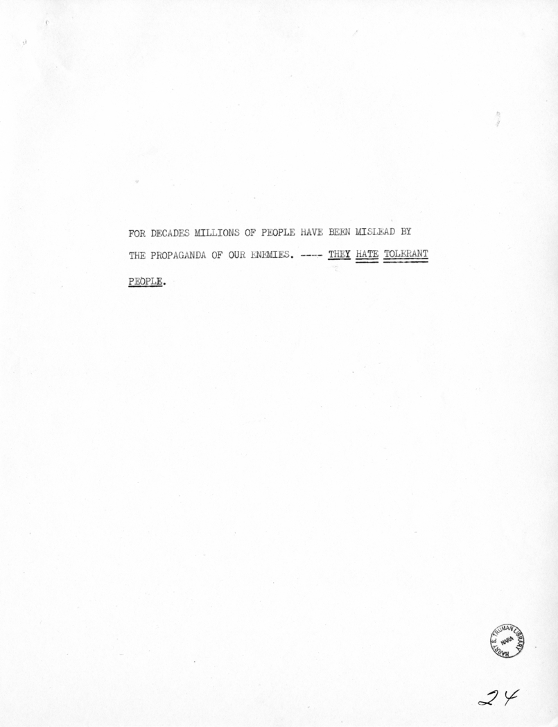 Reading Copy of Speech of Vice President Harry S. Truman in Baltimore, Maryland