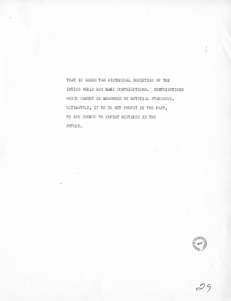 Reading Copy of Speech of Vice President Harry S. Truman in Baltimore, Maryland