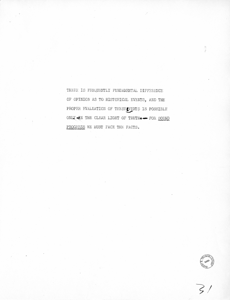 Reading Copy of Speech of Vice President Harry S. Truman in Baltimore, Maryland