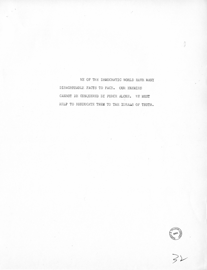 Reading Copy of Speech of Vice President Harry S. Truman in Baltimore, Maryland