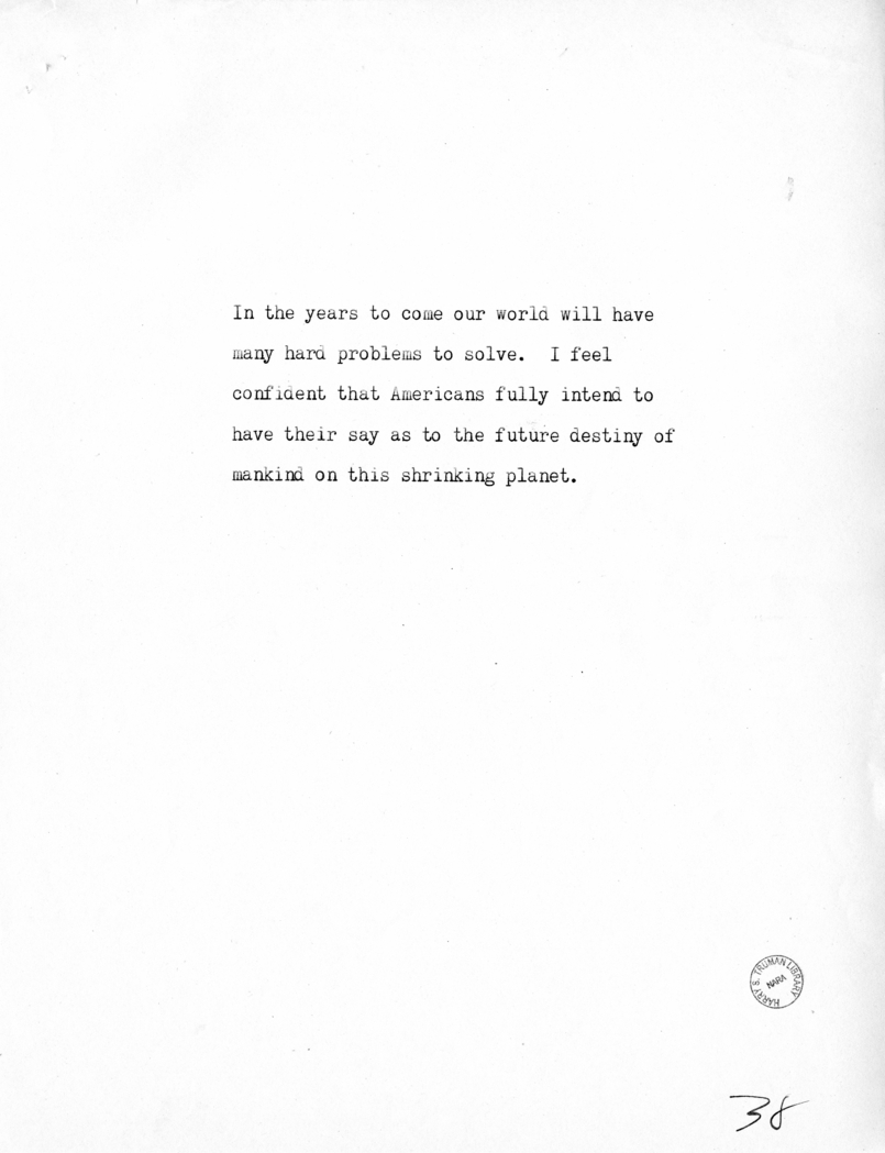 Reading Copy of Speech of Vice President Harry S. Truman in Baltimore, Maryland
