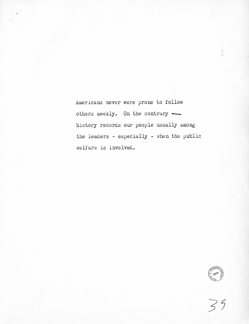 Reading Copy of Speech of Vice President Harry S. Truman in Baltimore, Maryland
