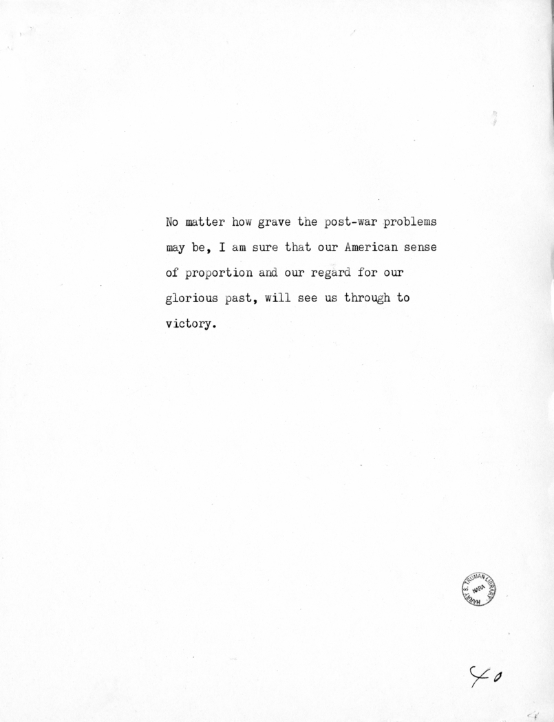Reading Copy of Speech of Vice President Harry S. Truman in Baltimore, Maryland