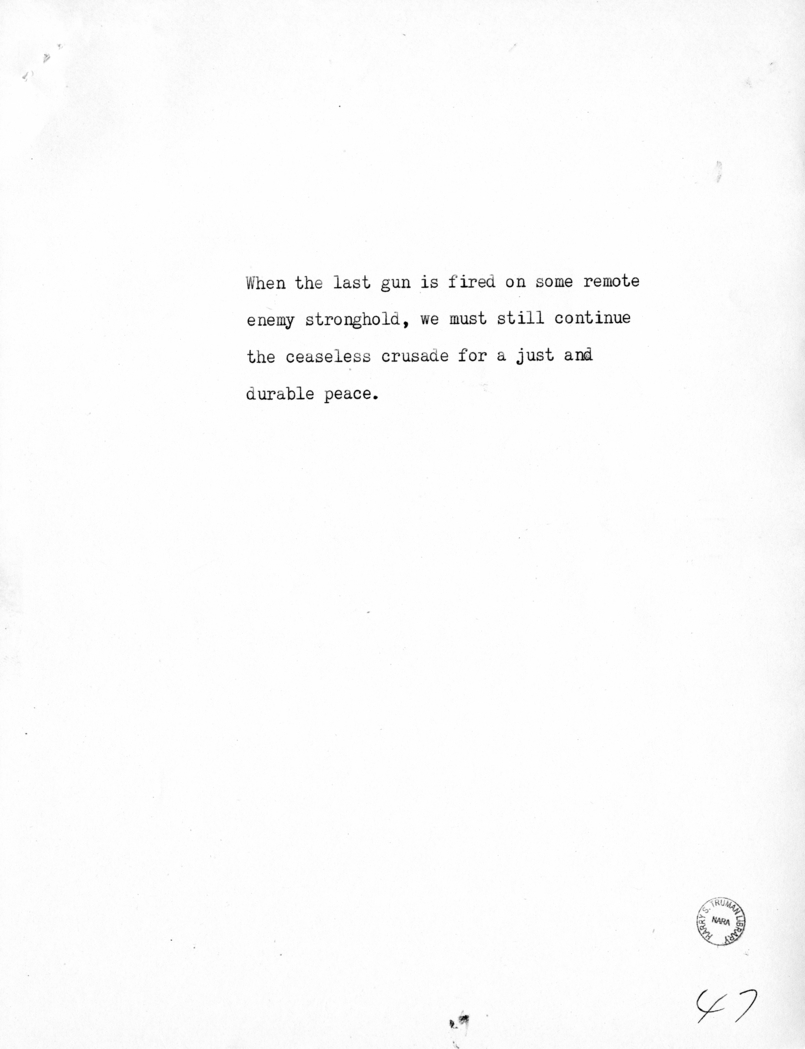 Reading Copy of Speech of Vice President Harry S. Truman in Baltimore, Maryland