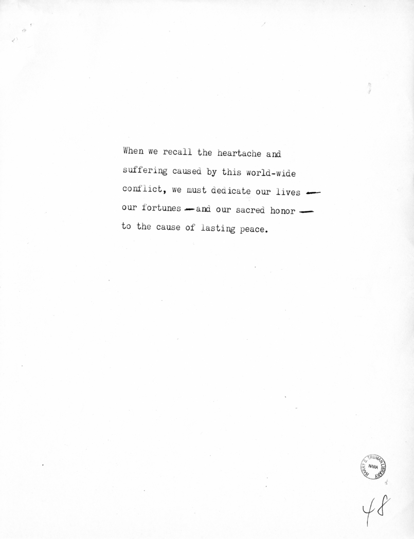 Reading Copy of Speech of Vice President Harry S. Truman in Baltimore, Maryland