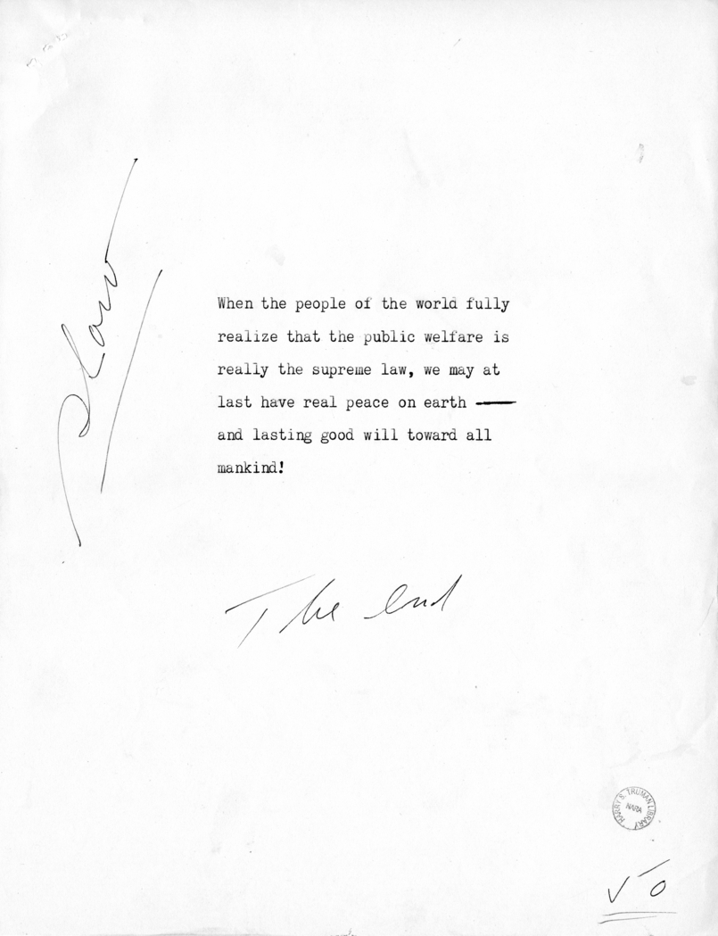 Reading Copy of Speech of Vice President Harry S. Truman in Baltimore, Maryland