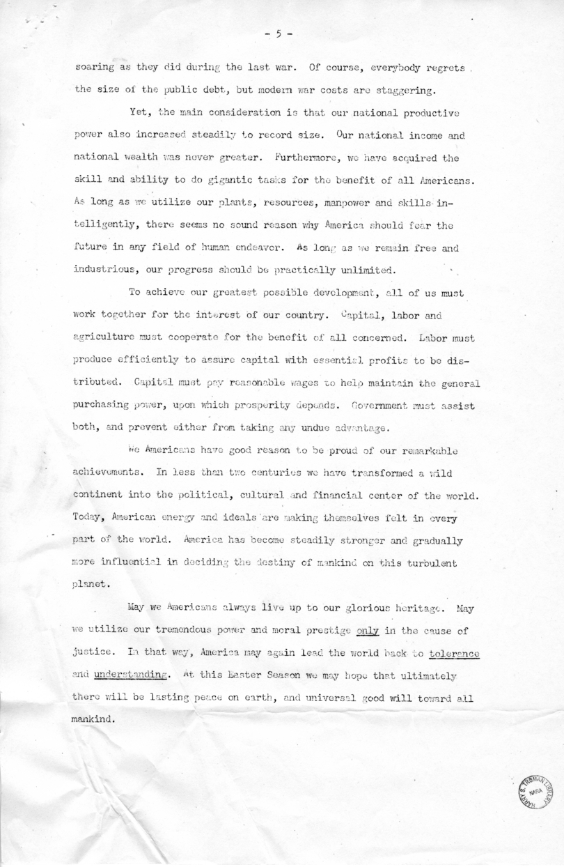 Mailing List and Speech of Vice President Harry S. Truman in Buffalo, New York