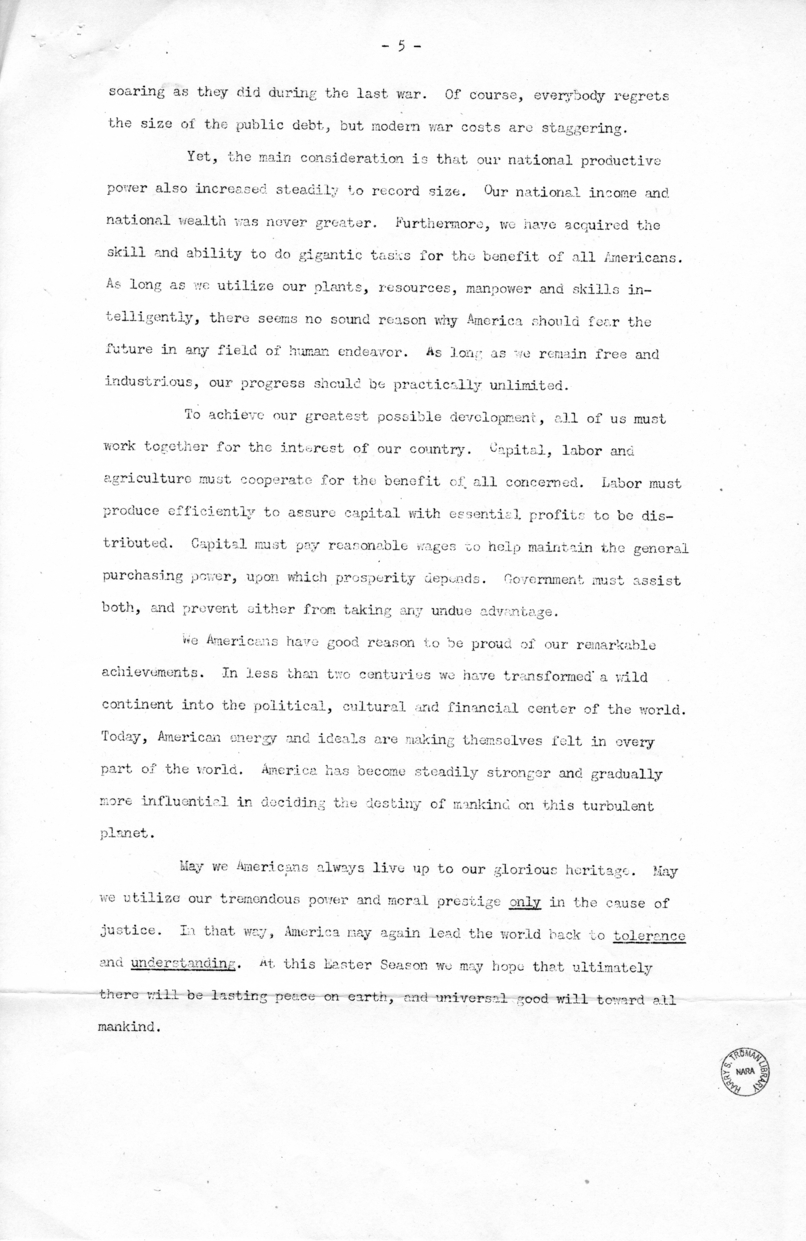 Speech of Vice President Harry S. Truman at the Grover Cleveland Dinner in Buffalo, New York