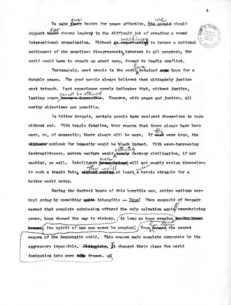 Draft Suggested Speech of Vice President Harry S. Truman at Providence, Rhode Island
