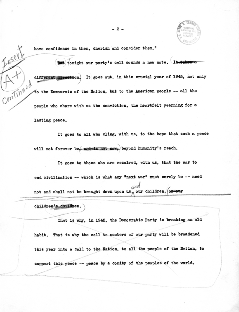 Draft Suggested Speech of Vice President Harry S. Truman at Providence, Rhode Island