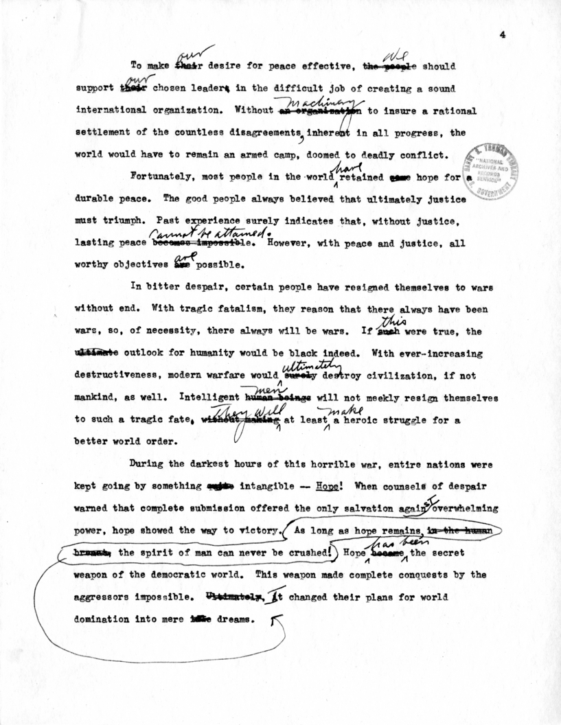 Draft Suggested Speech for Vice-President Harry S. Truman at Providence, Rhode Island