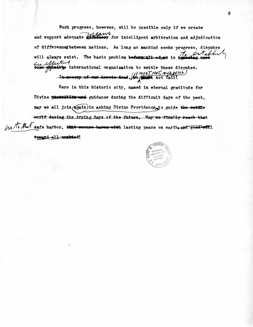 Draft Suggested Speech for Vice-President Harry S. Truman at Providence, Rhode Island