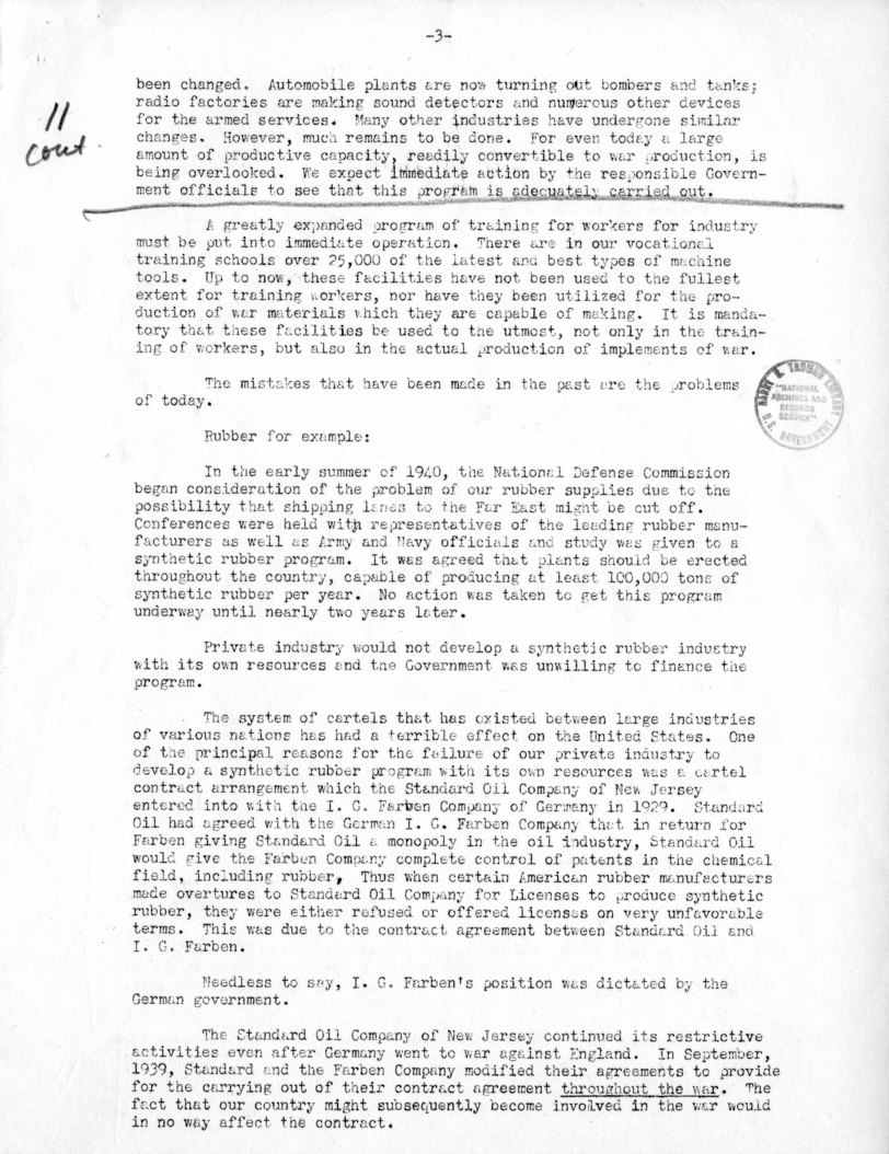 Draft Speech of Senator Harry S. Truman Before the International Convention, Order of Radio Telegraphers, Kansas City, Missouri