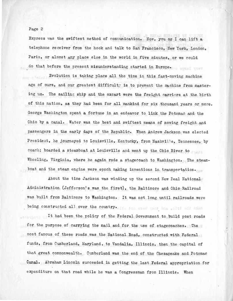Draft Speech of Senator Harry S. Truman at New York City, New York
