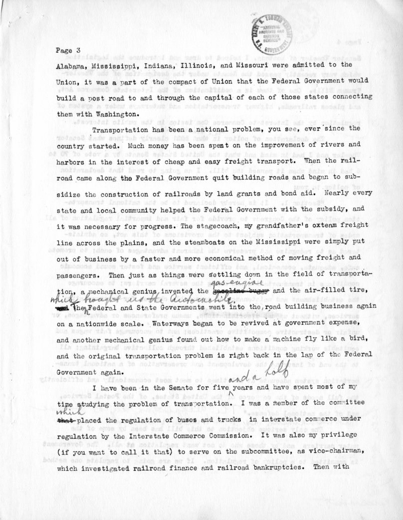 Draft Speech of Senator Harry S. Truman at New York City, New York