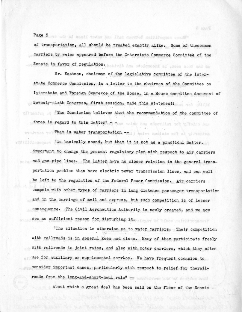 Draft Speech of Senator Harry S. Truman at New York City, New York