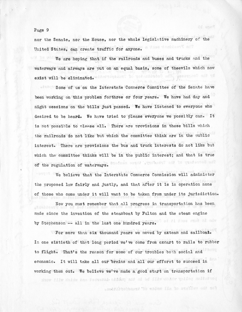Draft Speech of Senator Harry S. Truman at New York City, New York