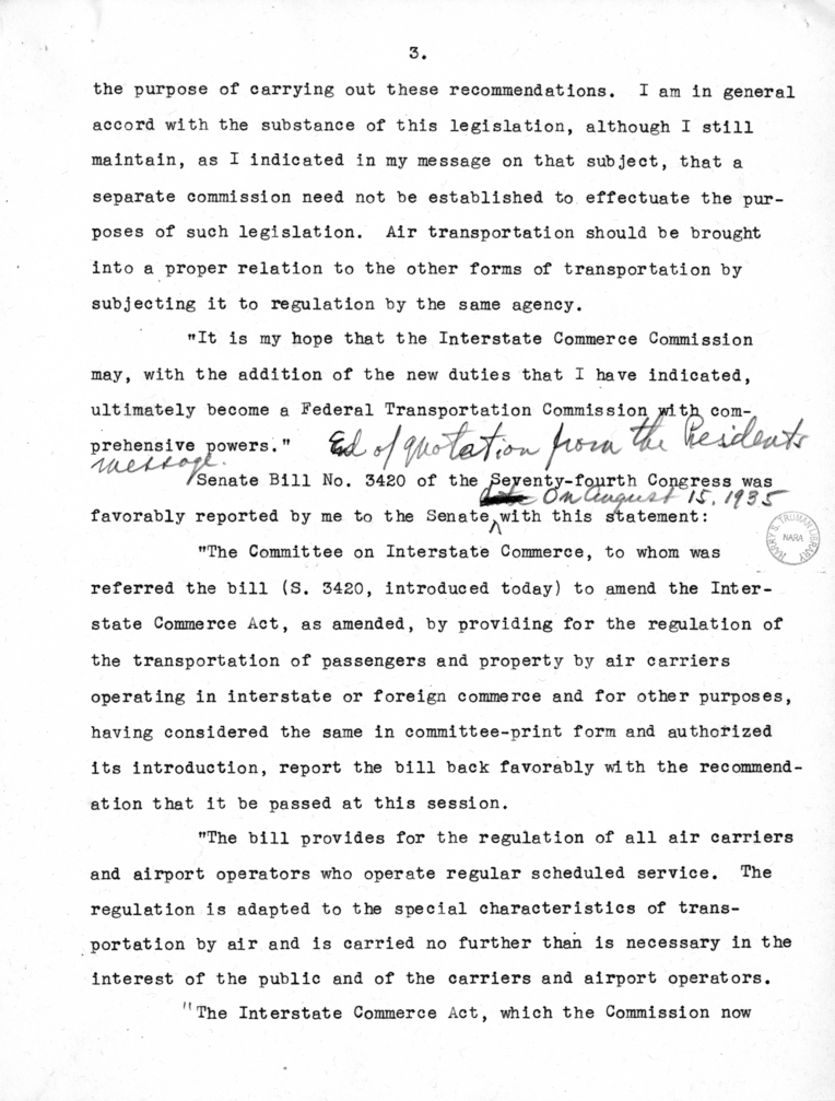 Draft Speech of Senator Harry S. Truman