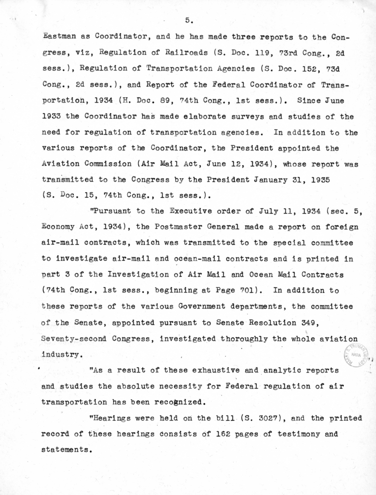 Draft Speech of Senator Harry S. Truman