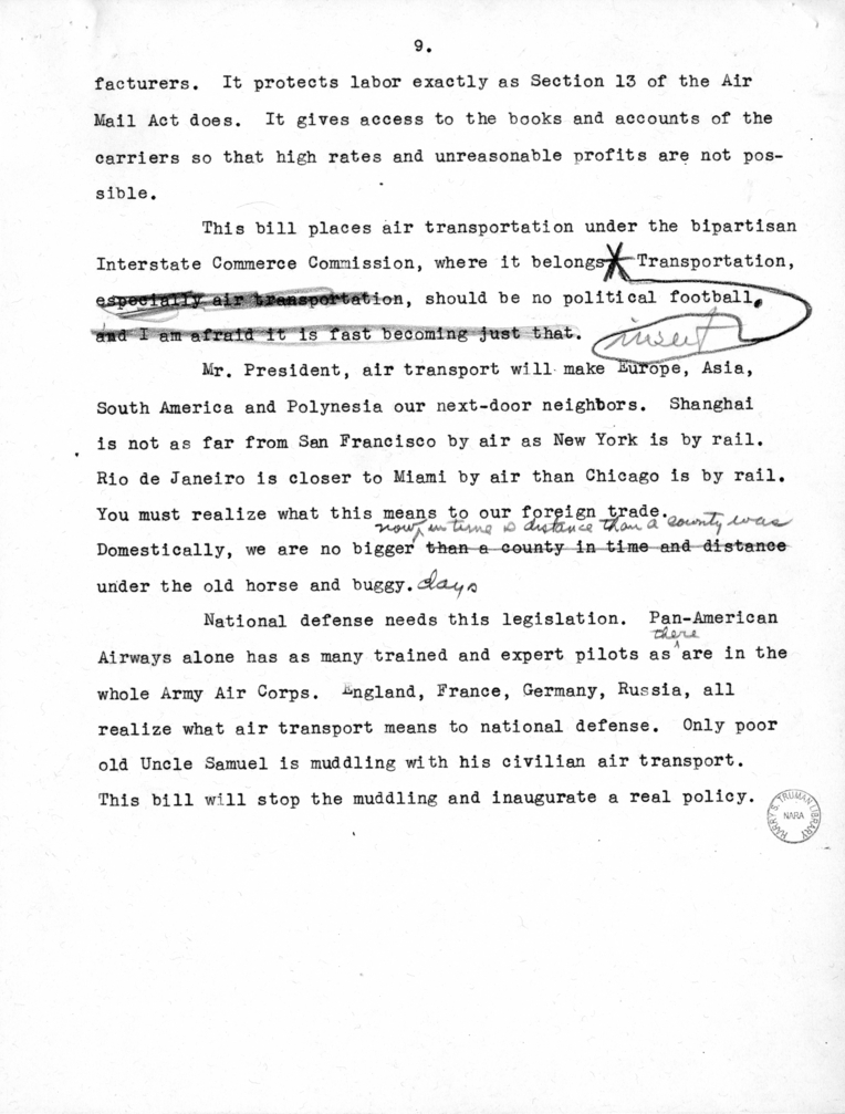 Draft Speech of Senator Harry S. Truman