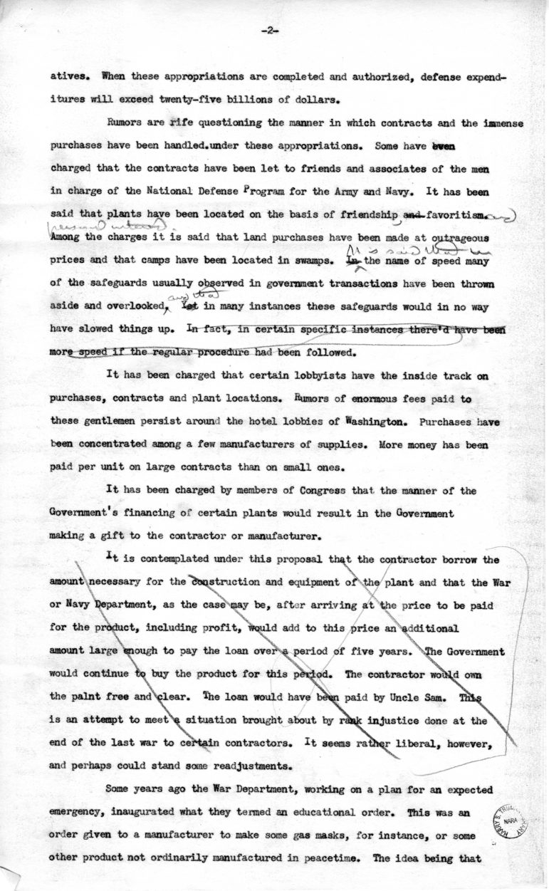 Draft Radio Speech of Senator Harry S. Truman