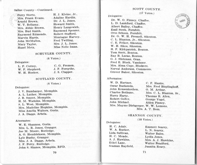 Official Roster, Delegates to the Democratic State Convention, Municipal Auditorium, St. Louis, Missouri