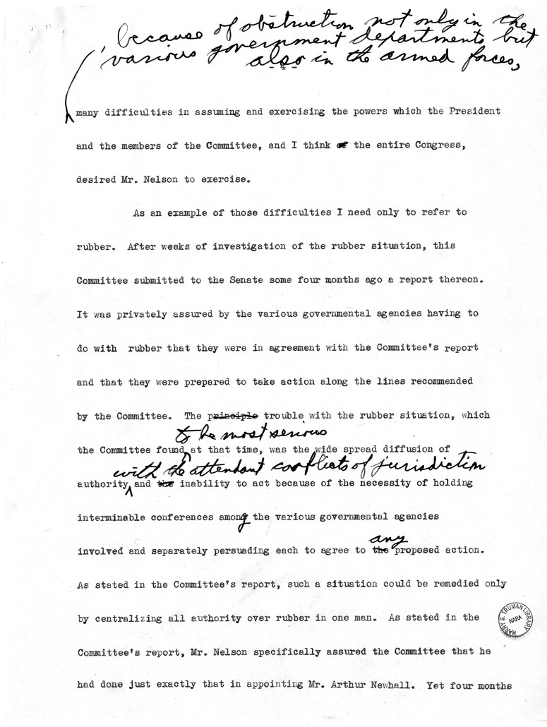 Speech of Senator Harry S. Truman