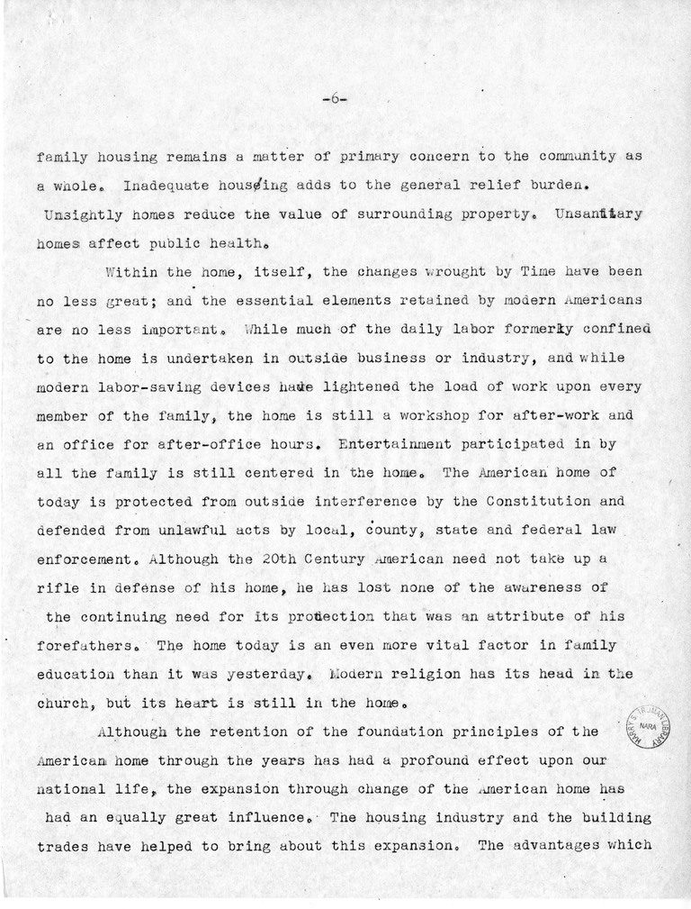 Speech of Senator Harry S. Truman