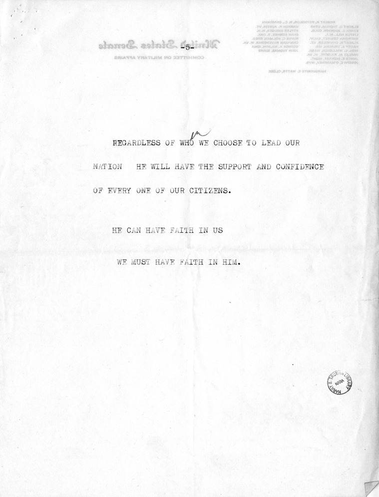 Reading Copy of Speech of Vice Presidential Candidate Harry S. Truman