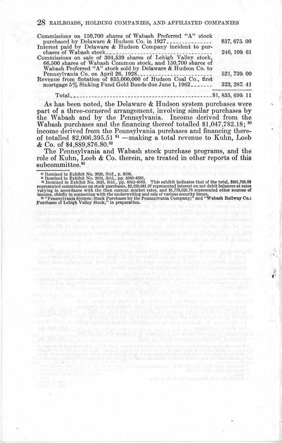 Additional Report of the Committee on Interstate Commerce Pursuant to S. Res. 71 (74th Congress) - Delaware & Hudson System-Purchases of Lehigh Valley and Wabash Stocks