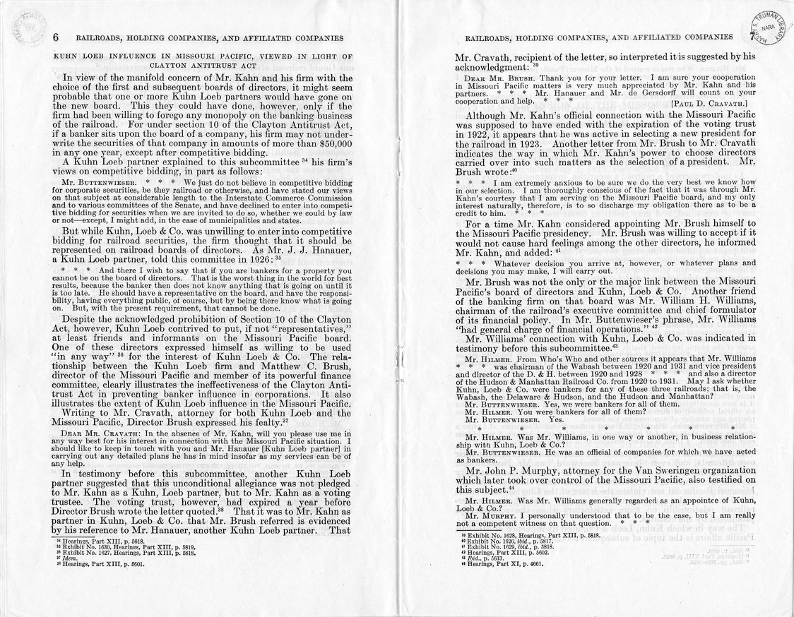 Additional Report of the Committee on Interstate Commerce - Missouri Pacific System: Reorganization, Expansion, and Financing, 1915-1930
