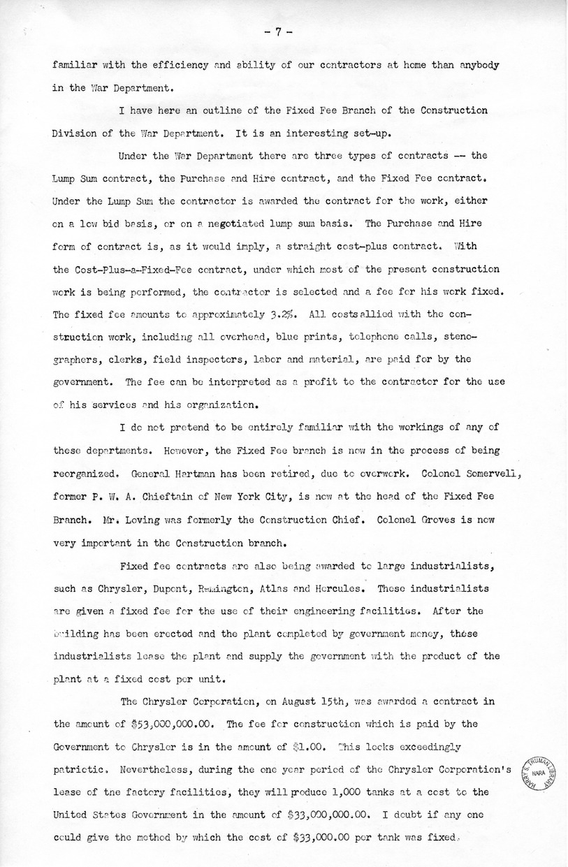 Speech of Senator Harry S. Truman in the U.S. Senate