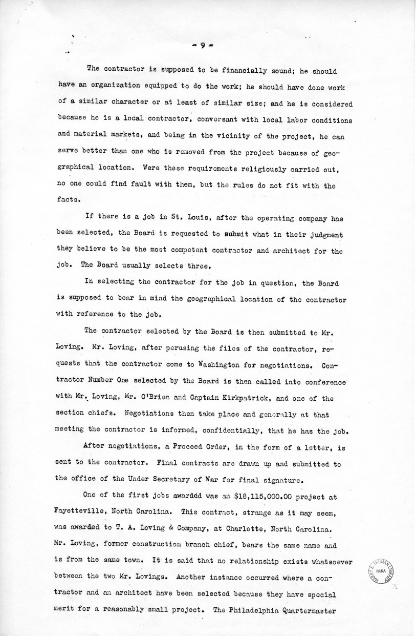 Speech of Senator Harry S. Truman in the U.S. Senate