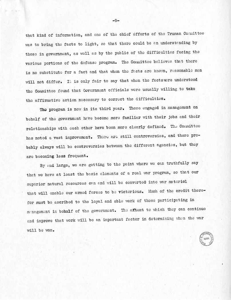 Speech of Hugh Fulton to the Society for the Advancement of Management