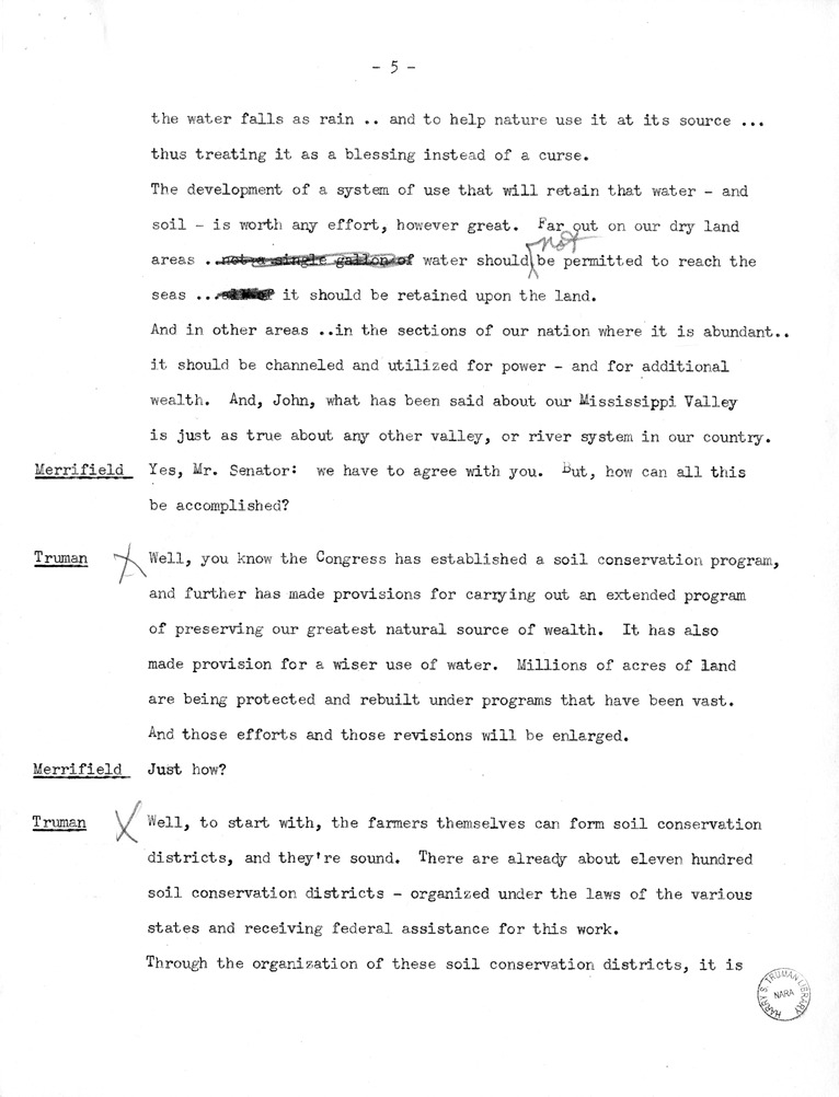 Transcript of Radio Show with Vice Presidential Candidate Harry S. Truman and John Merrifield