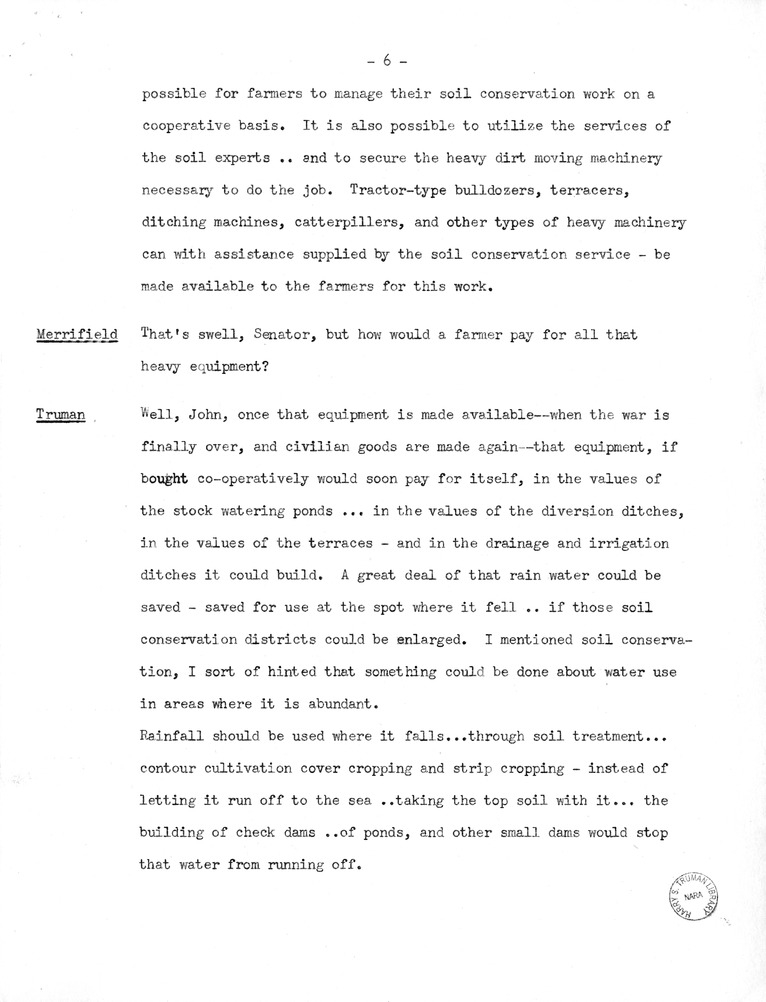 Transcript of Radio Show with Vice Presidential Candidate Harry S. Truman and John Merrifield