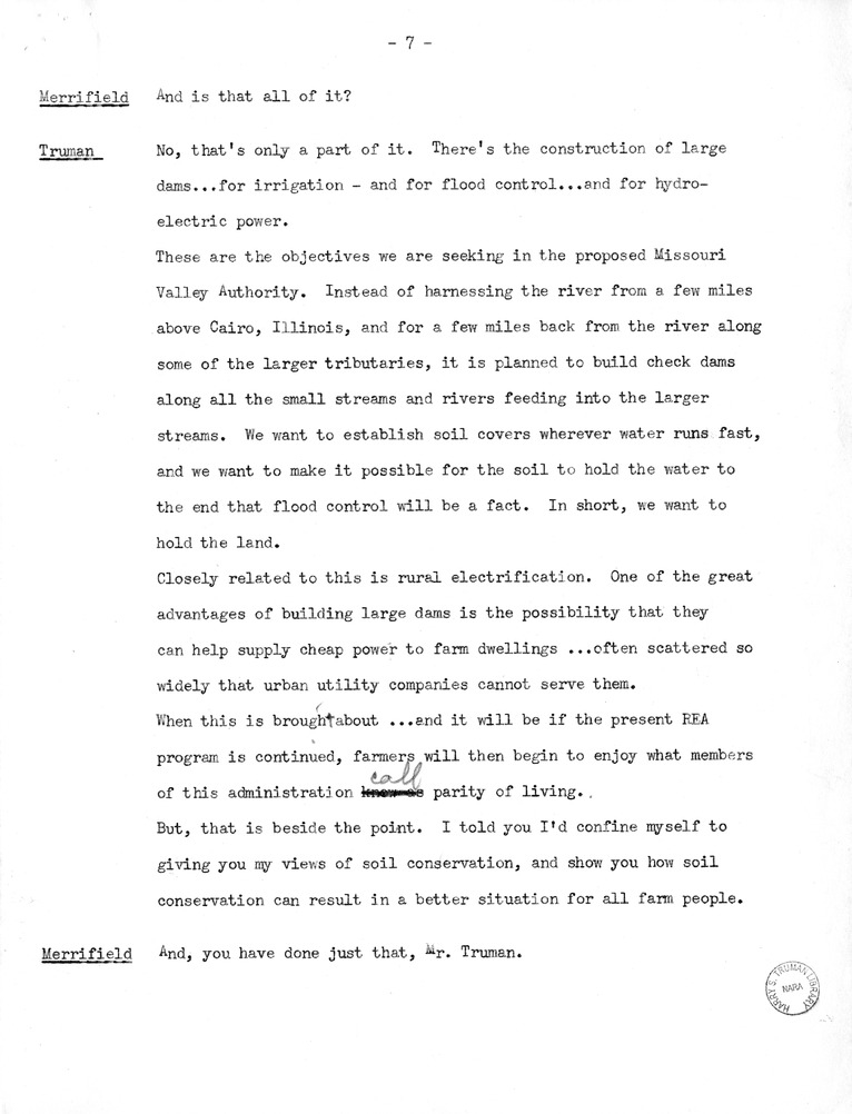 Transcript of Radio Show with Vice Presidential Candidate Harry S. Truman and John Merrifield