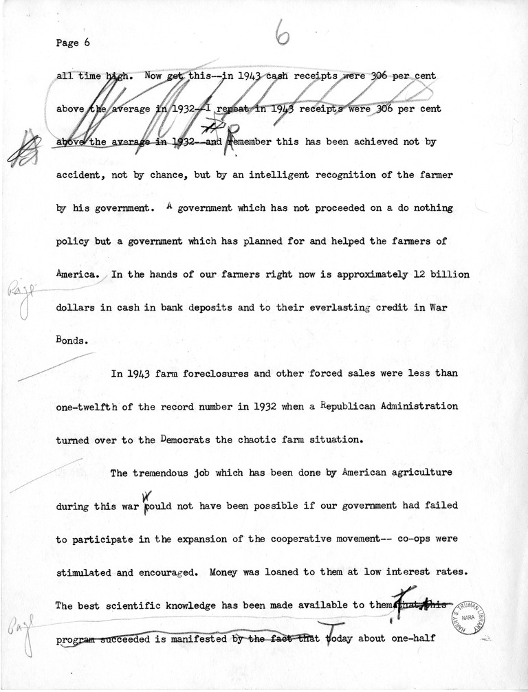 Draft Speech of Senator Harry S. Truman at Peoria, Illinois