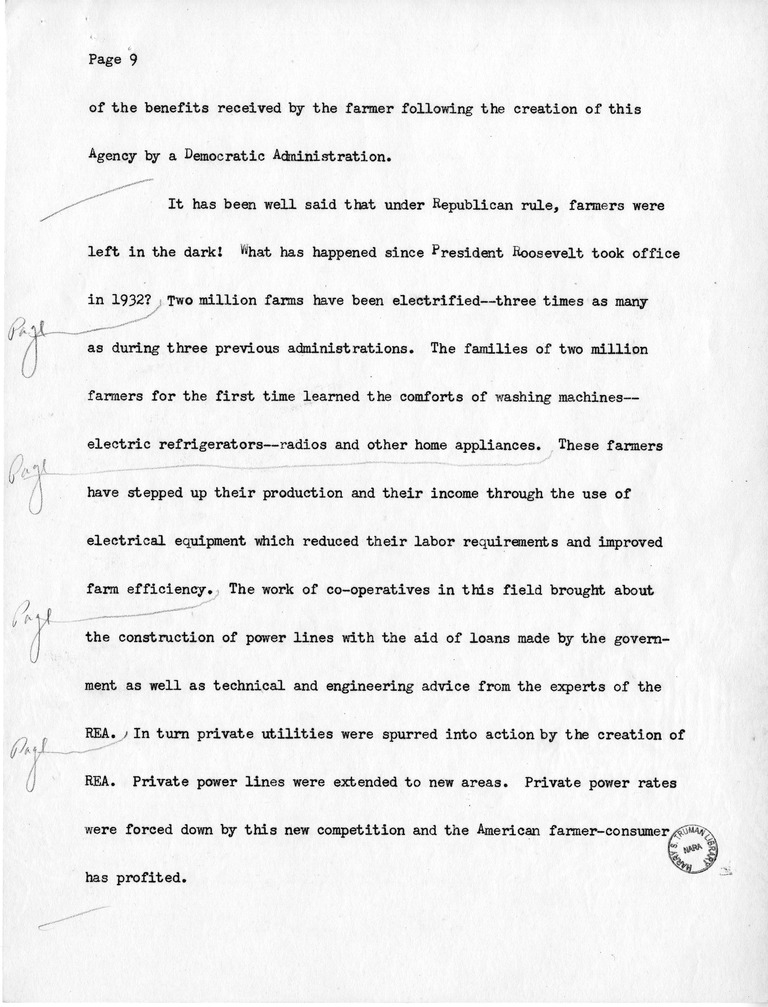 Draft Speech of Senator Harry S. Truman at Peoria, Illinois