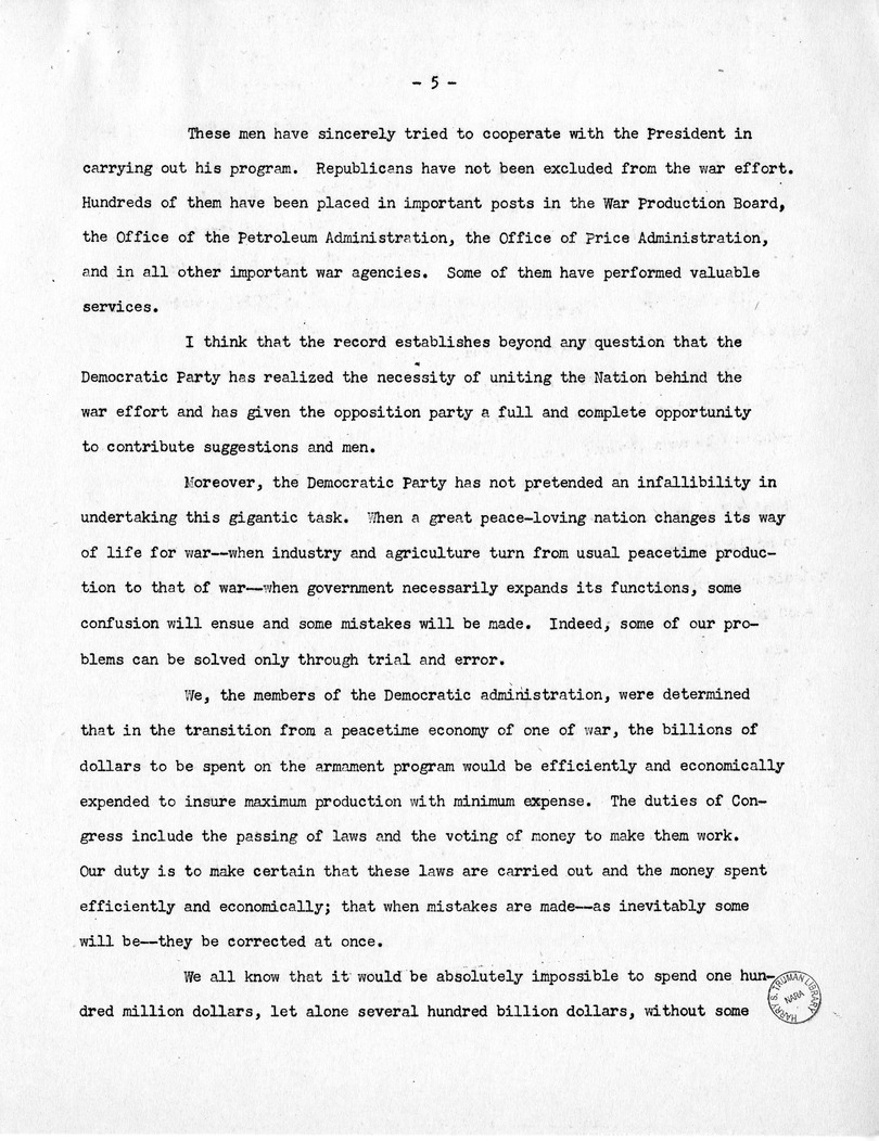 Template for Press Release of Campaign Speech of Vice Presidential Candidate Harry S. Truman