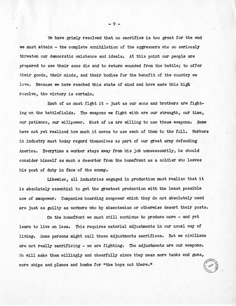 Template for Press Release of Campaign Speech of Vice Presidential Candidate Harry S. Truman
