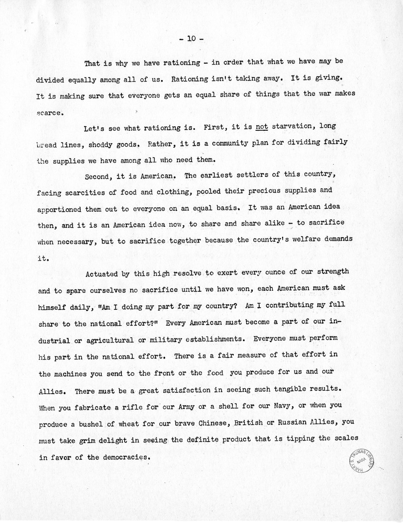 Template for Press Release of Campaign Speech of Vice Presidential Candidate Harry S. Truman