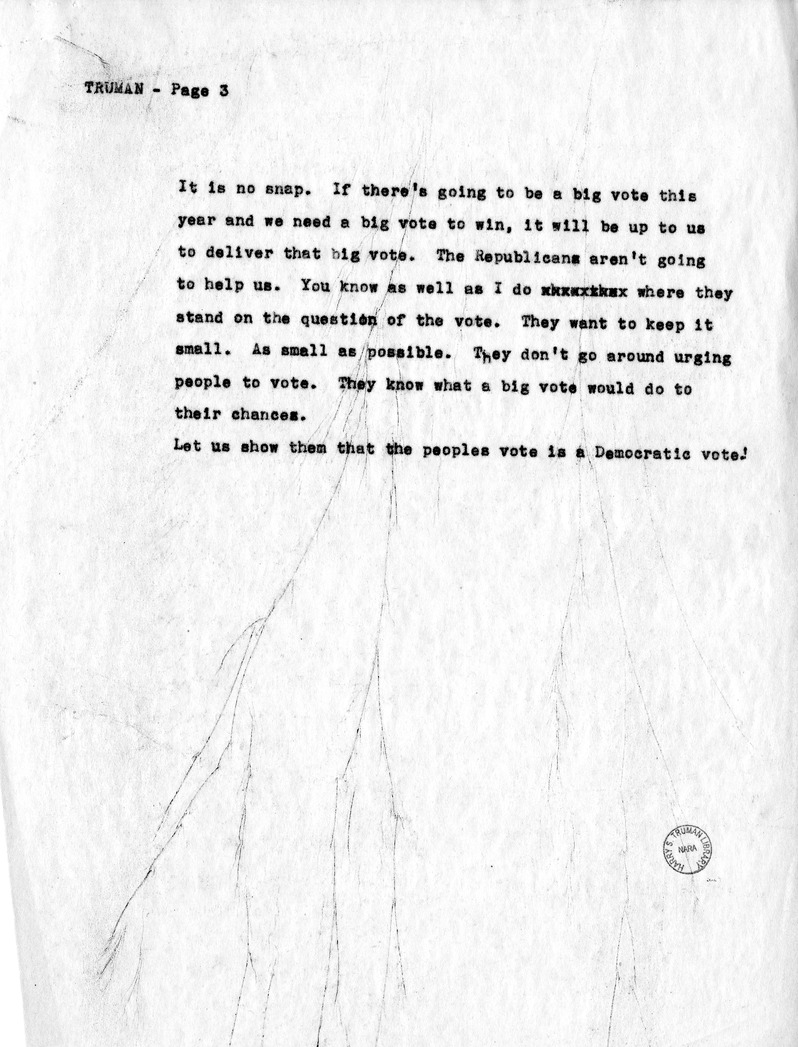 Radio Remarks of Vice Presidential Candidate Harry S. Truman