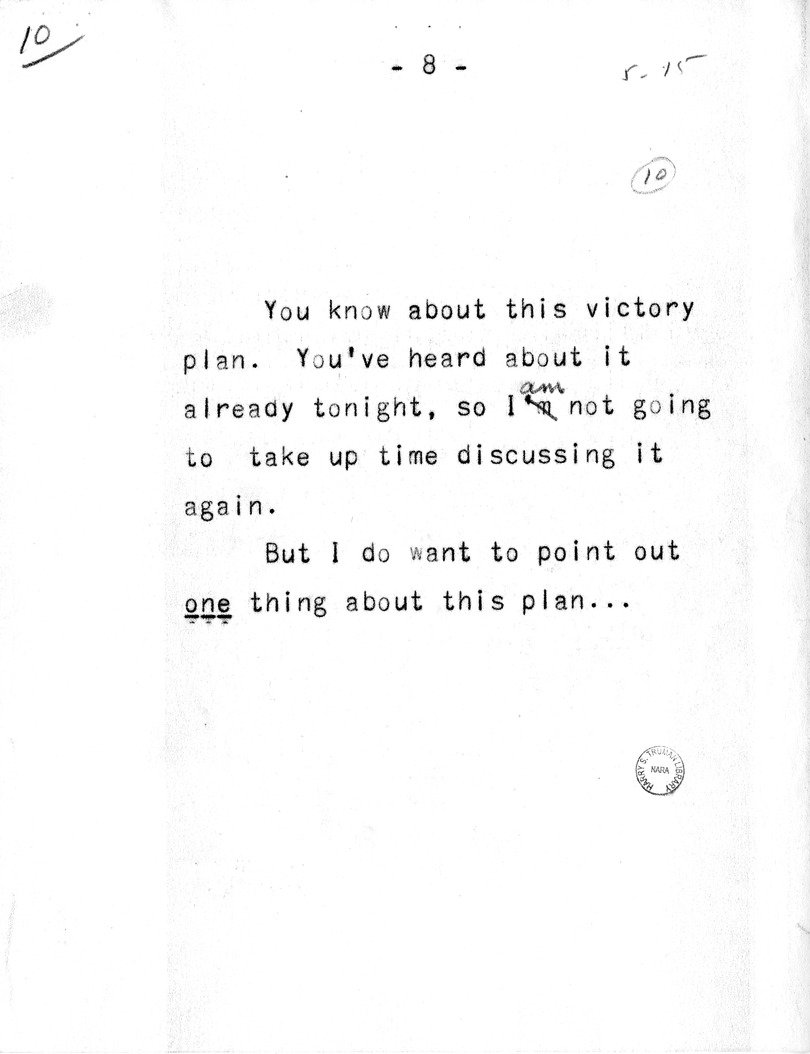 Draft of Radio Remarks of Vice Presidential Candidate Harry S. Truman