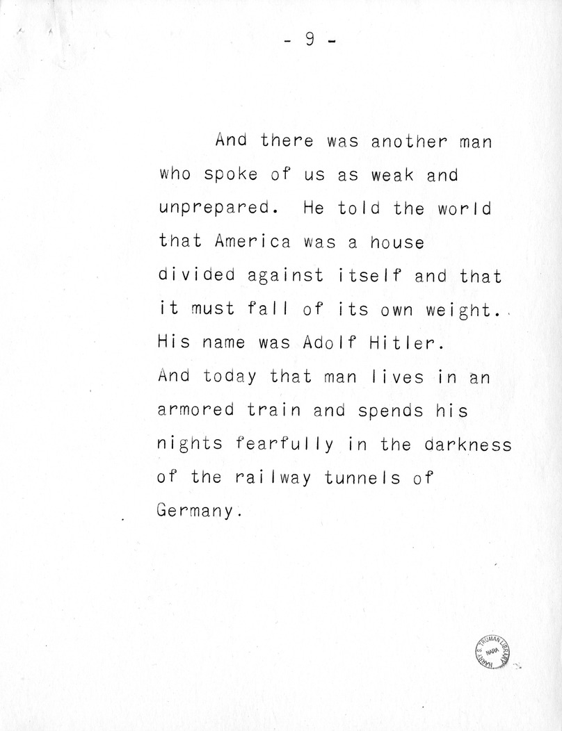 Campaign Speech of Vice Presidential Candidate Harry S. Truman
