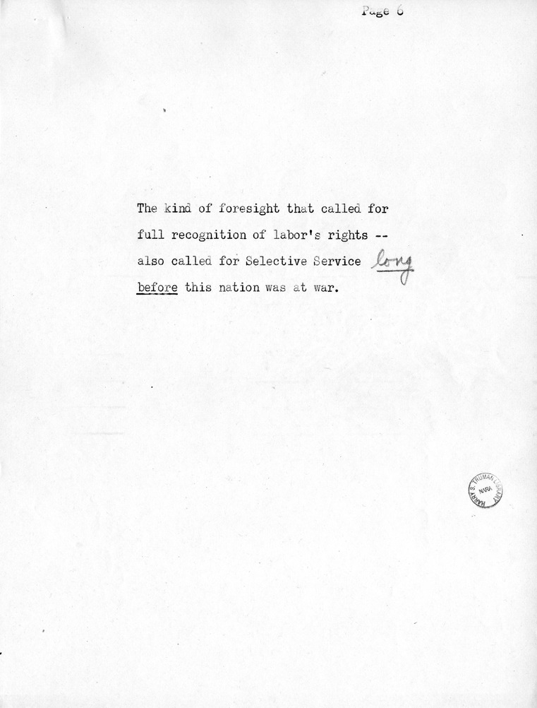 Reading Copy of Radio Speech by Vice Presidential Candidate Harry S. Truman