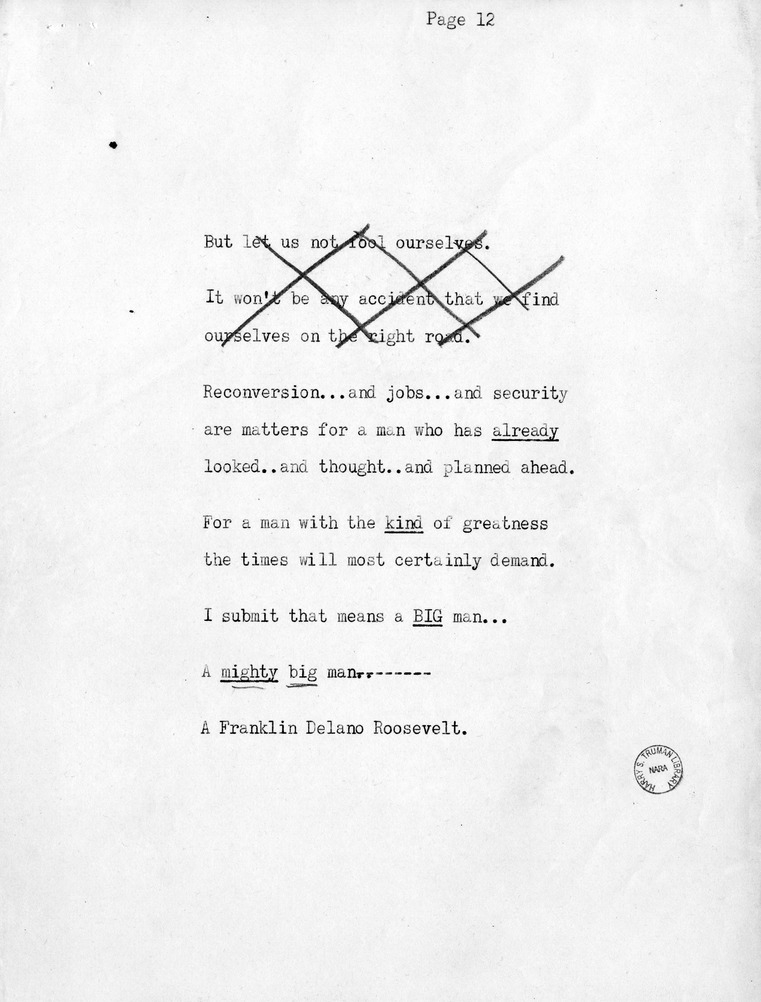 Reading Copy of Radio Speech by Vice Presidential Candidate Harry S. Truman