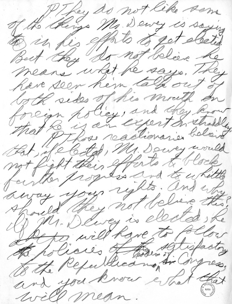 Draft Campaign speech of Vice Presidential Candidate Harry S. Truman at Independence, Missouri