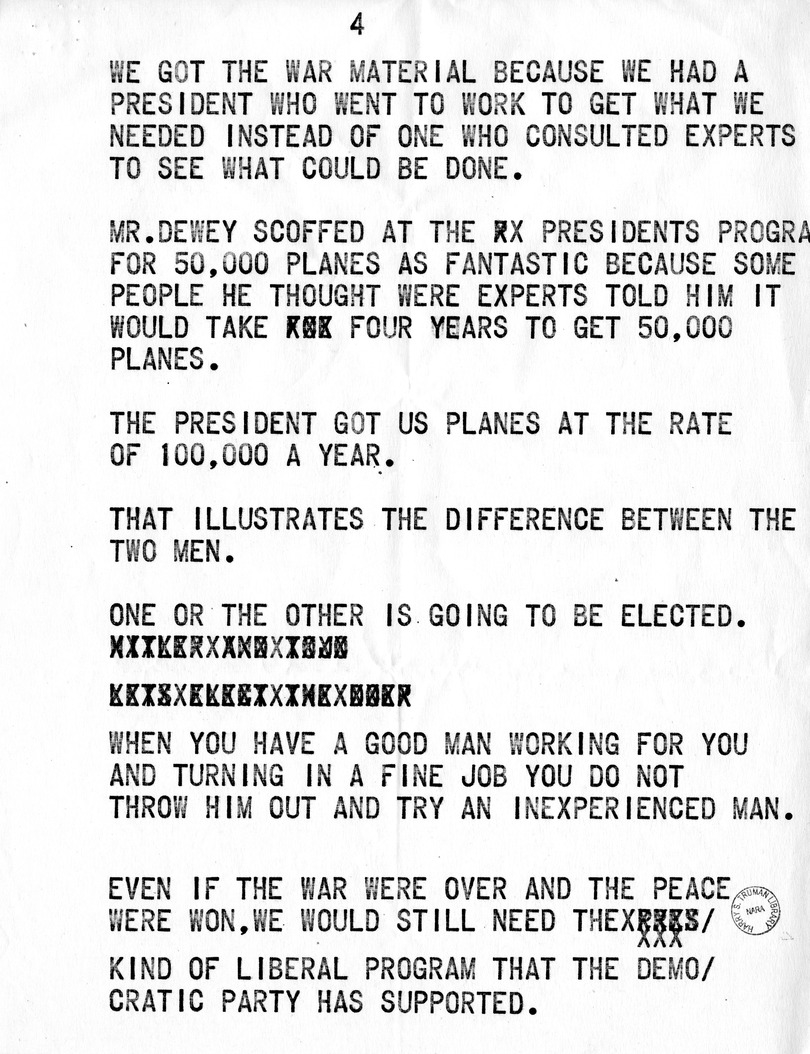 Campaign Speech of Vice Presidential Candidate Harry S. Truman on Foreign Affairs